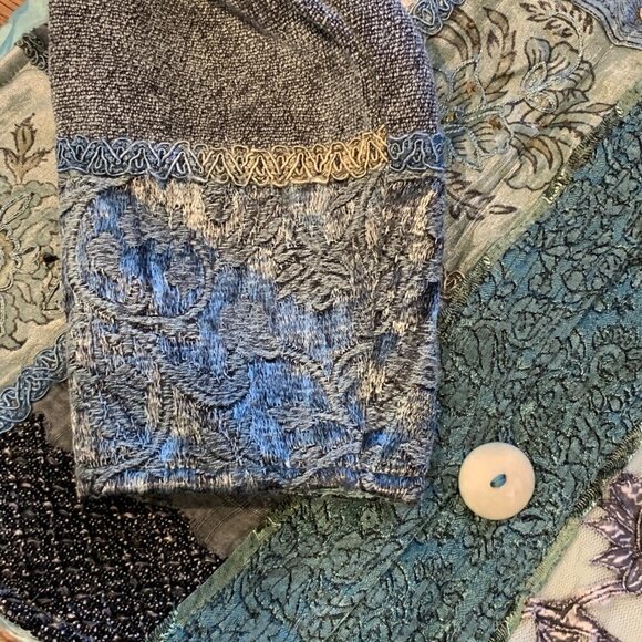 Retro BOHO VTG Embroidered Beaded Mixed Media Statement Jacket Sz S 82G - Picture 7 of 14